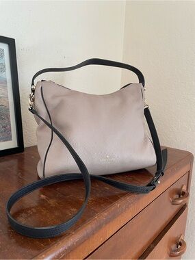 Kate Spade Pebbled Leather - Taupe with Black Trim - Charles Street Small Haven